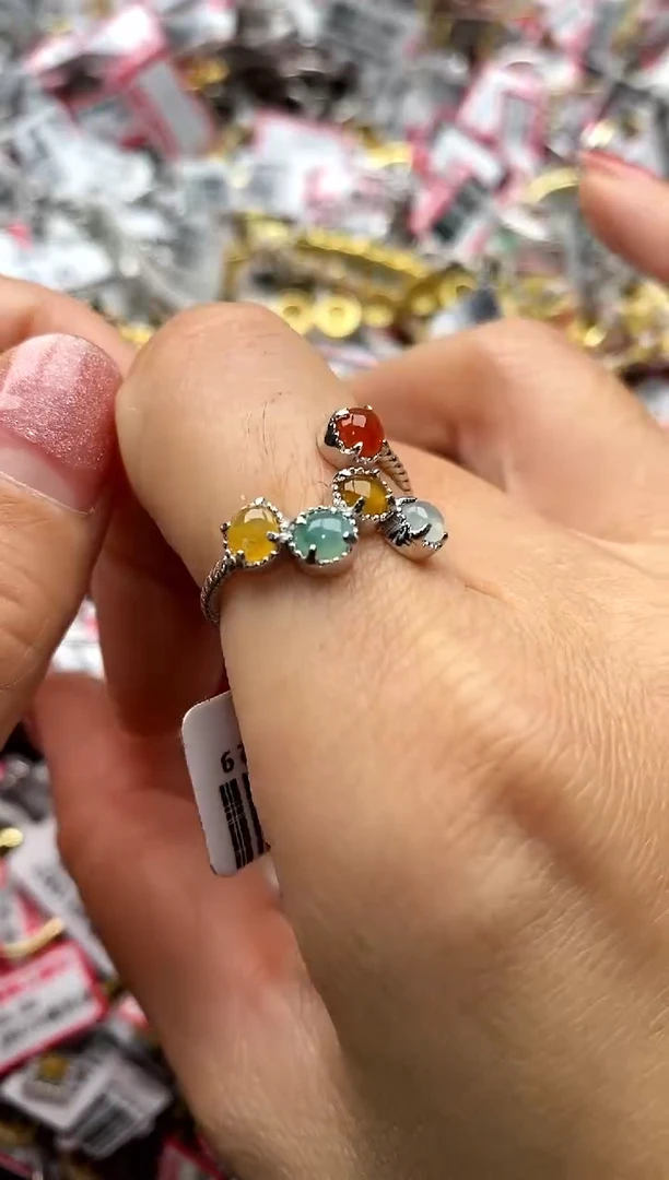 【闪购商品】翡翠戒指银S925镶嵌22222222     8