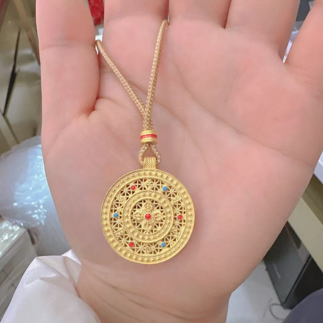 吊坠足银 足银吊坠  八宝罗盘