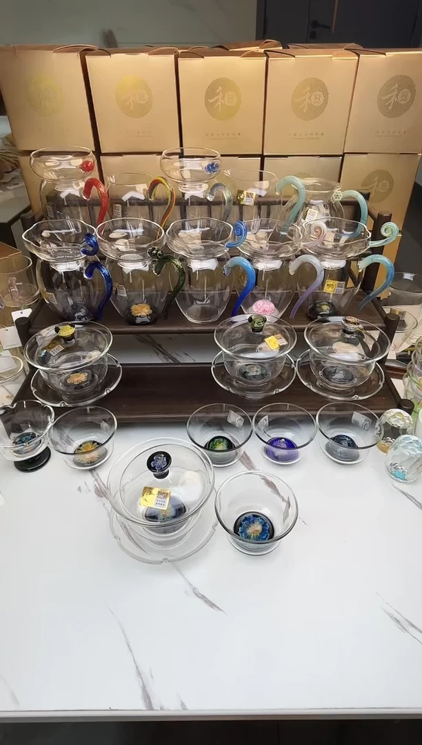 手工艺品玻璃?****刘禾器 涵韵盖碗＋涵韵茶杯 普通禾
