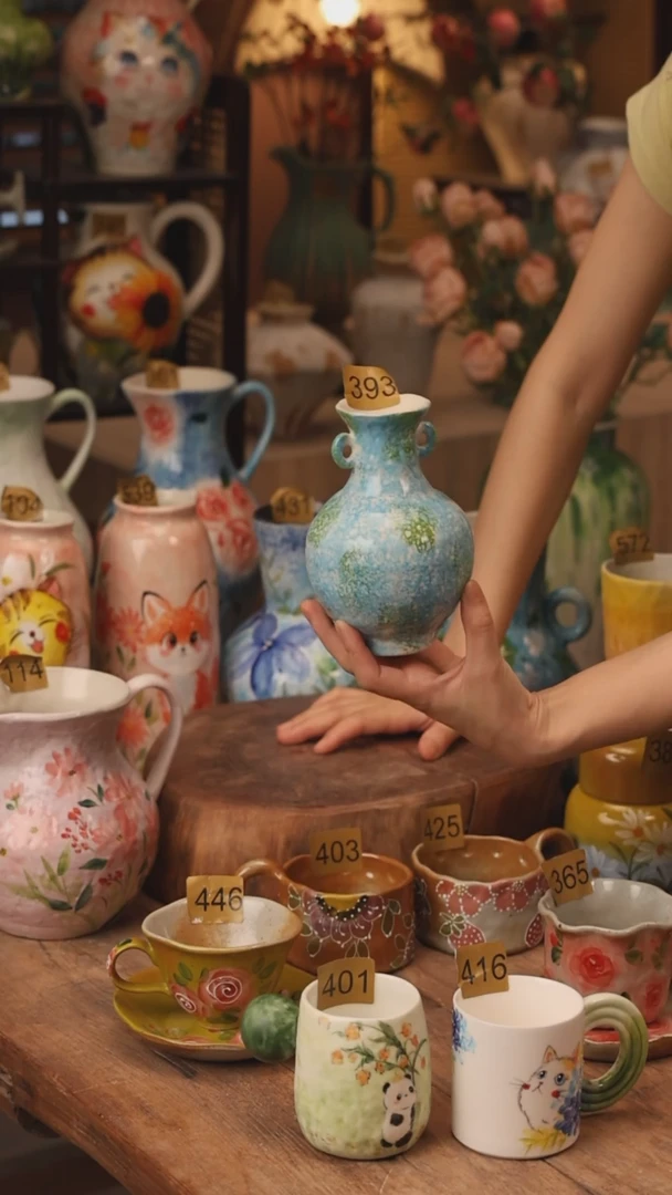 陶瓷景德镇设计师手作花器摆件侘寂风393
