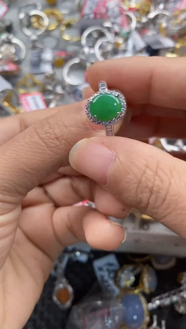 银S925镶嵌戒指翡翠111----6