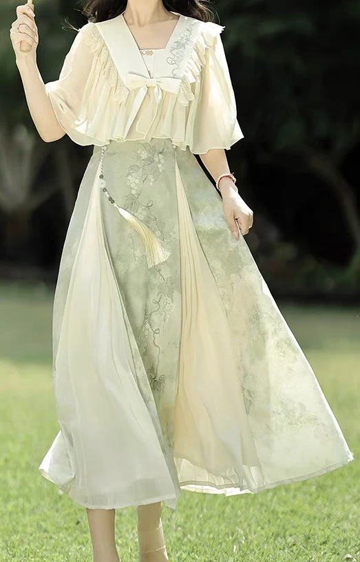 夏季改良汉服连衣裙新中式国风日常古风女装套装