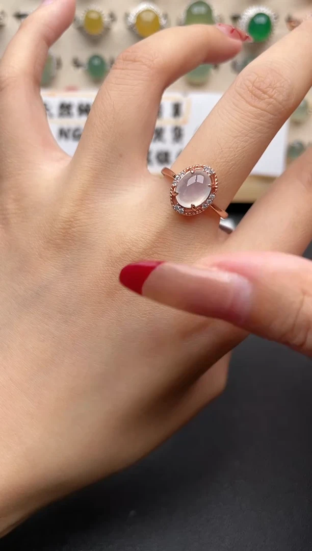 【闪购商品】翡翠戒指银S925镶嵌一物一证一礼盒