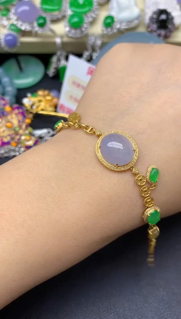 18K金镶嵌手链翡翠272-翡翠雪姐天天见