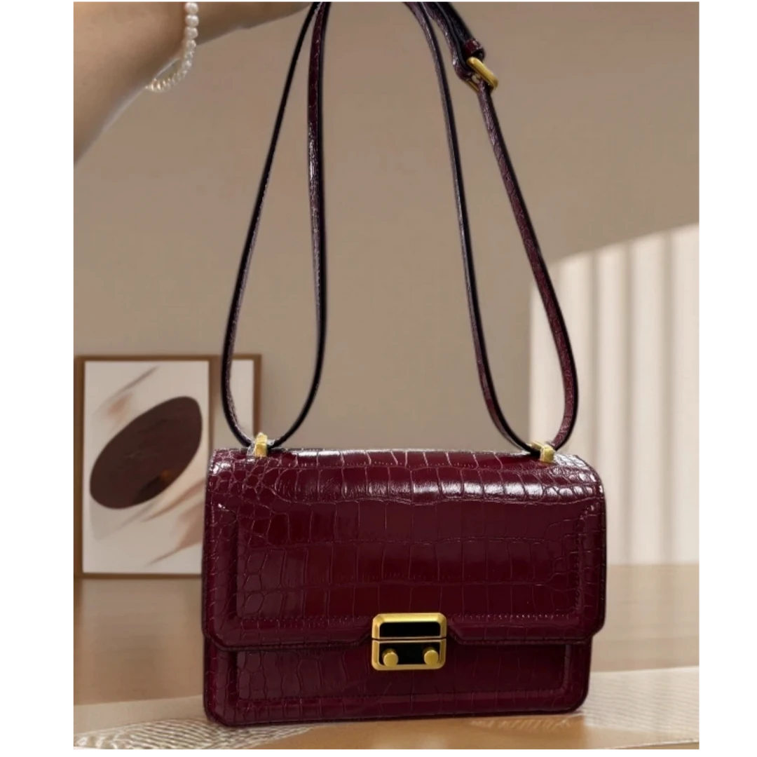 品牌原单带标出口时尚单肩包斜挎包腋下包进口鳄鱼纹牛皮25C0537