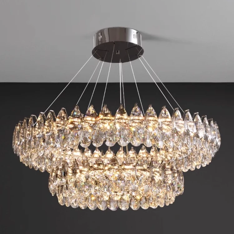 轻奢水晶客厅吊灯圆形大气家用别墅2024高档餐厅中山灯套餐