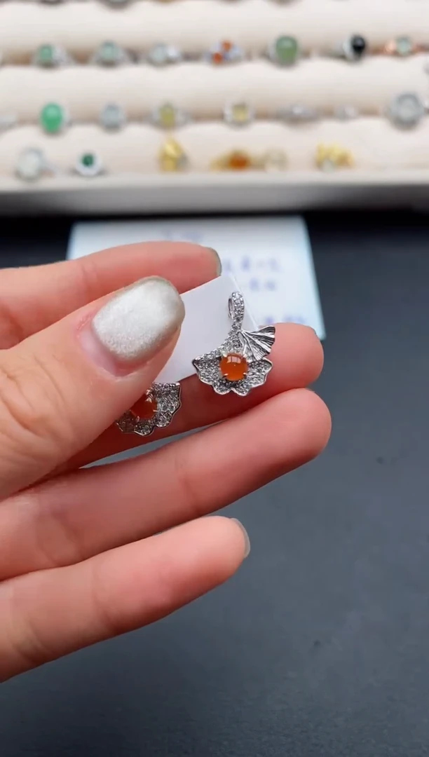 银S925镶嵌戒指翡翠缅甸天然A货翡翠22  5-6