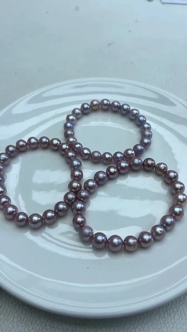 未镶嵌手链淡水珍珠粉紫色系手链