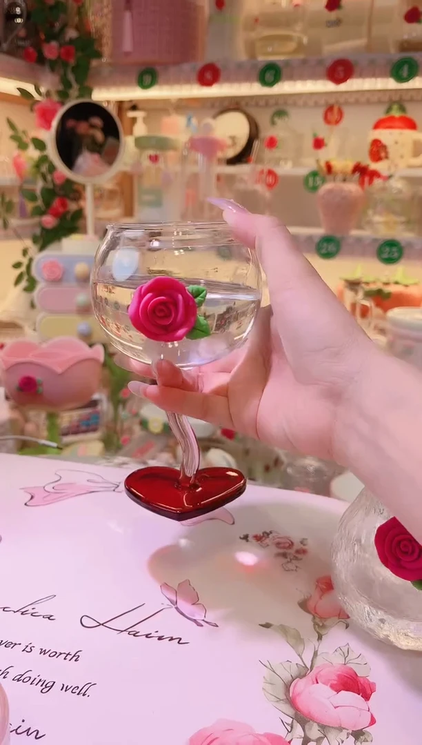 其他品质好发货快放心拍！玫瑰花爱心红酒杯