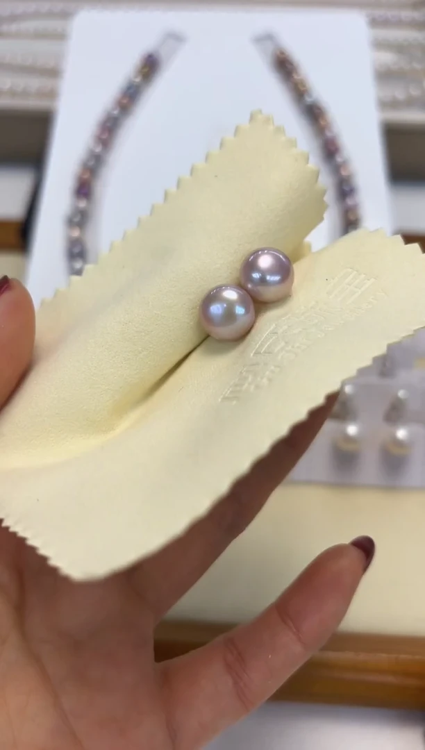 银S925镶嵌耳饰淡水珍珠10.5MM左右