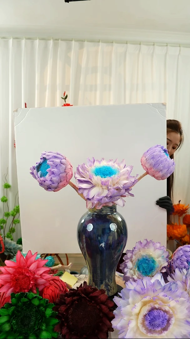 永生洋蓟霸王花3个头叶片微瑕【紫霞】A24