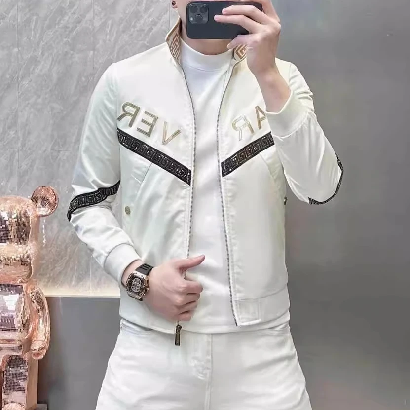 2025春夏新品男士时尚立领夹克印花修身帅气短款外套男装潮2026