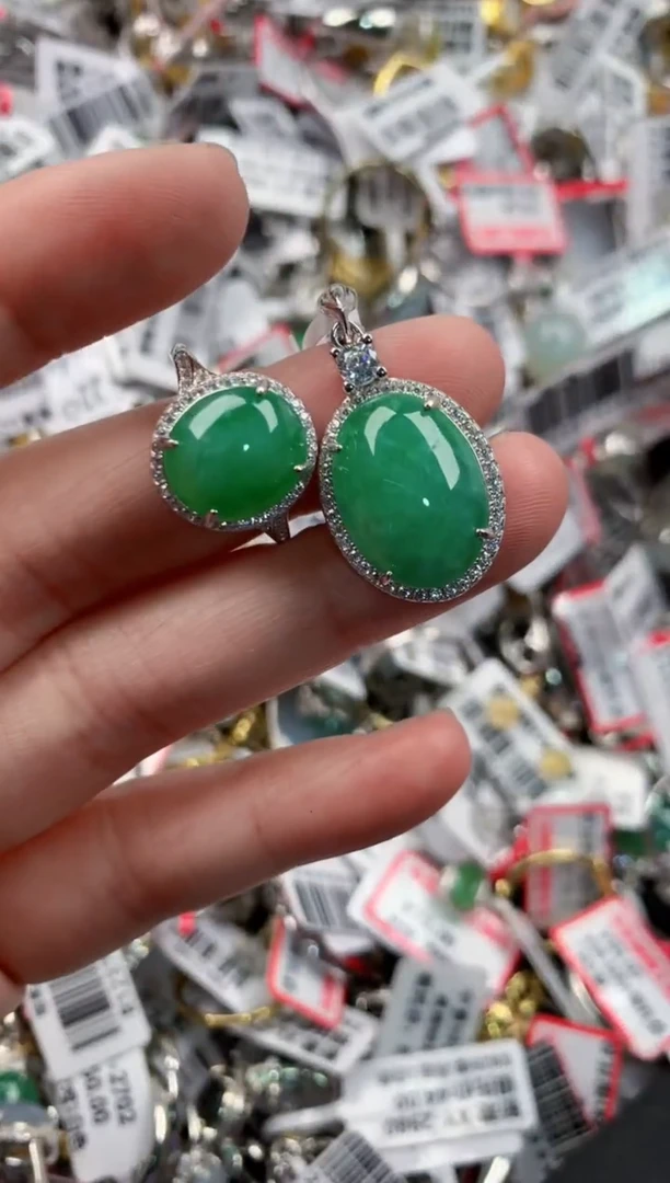银S925镶嵌戒指翡翠777---1
