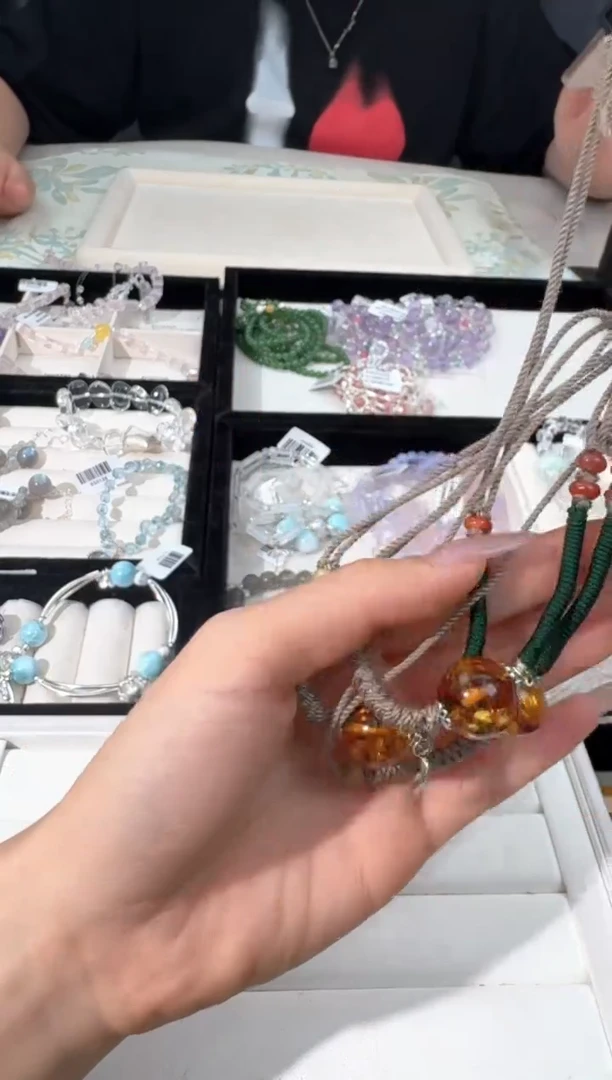 未镶嵌颈饰琥珀P034花珀单珠编绳项链