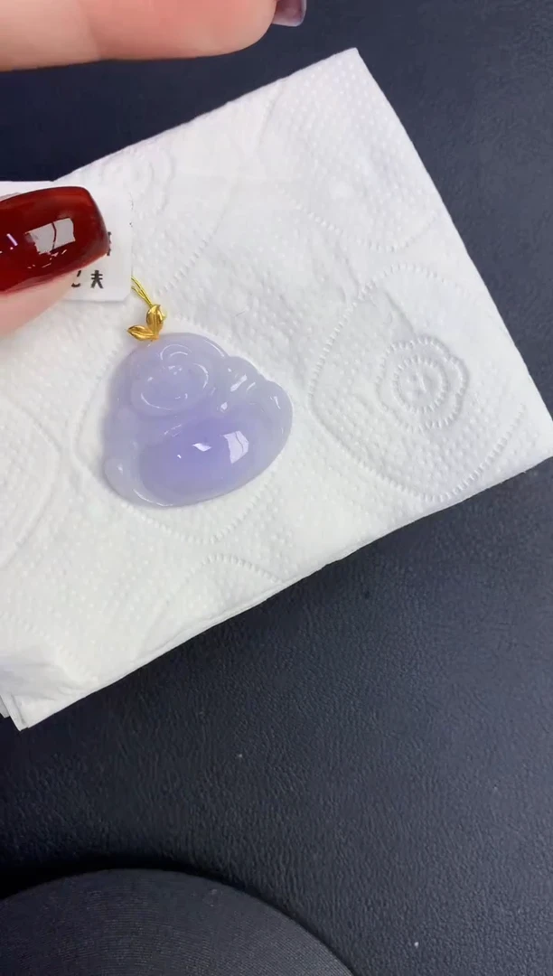 颈饰18K金镶嵌翡翠缅甸天然翡翠A货