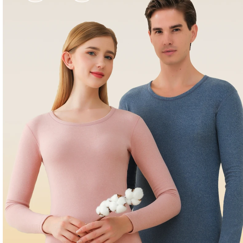 LIVS羊毛蚕丝秋冬保暖圆领修身型秋衣秋裤套装情侣款