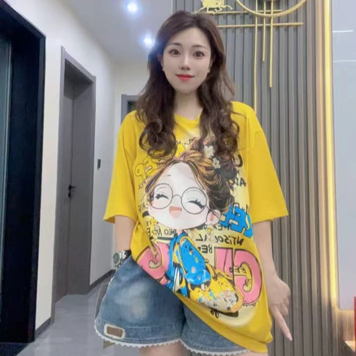 12880小景推荐-欧版个性时尚小女孩钻大版短袖-96265