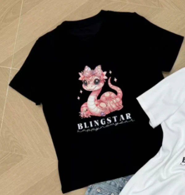 BJ.senior 【故事感】2025春款幸运蛇刺绣T恤（会勾丝介意慎拍）-001