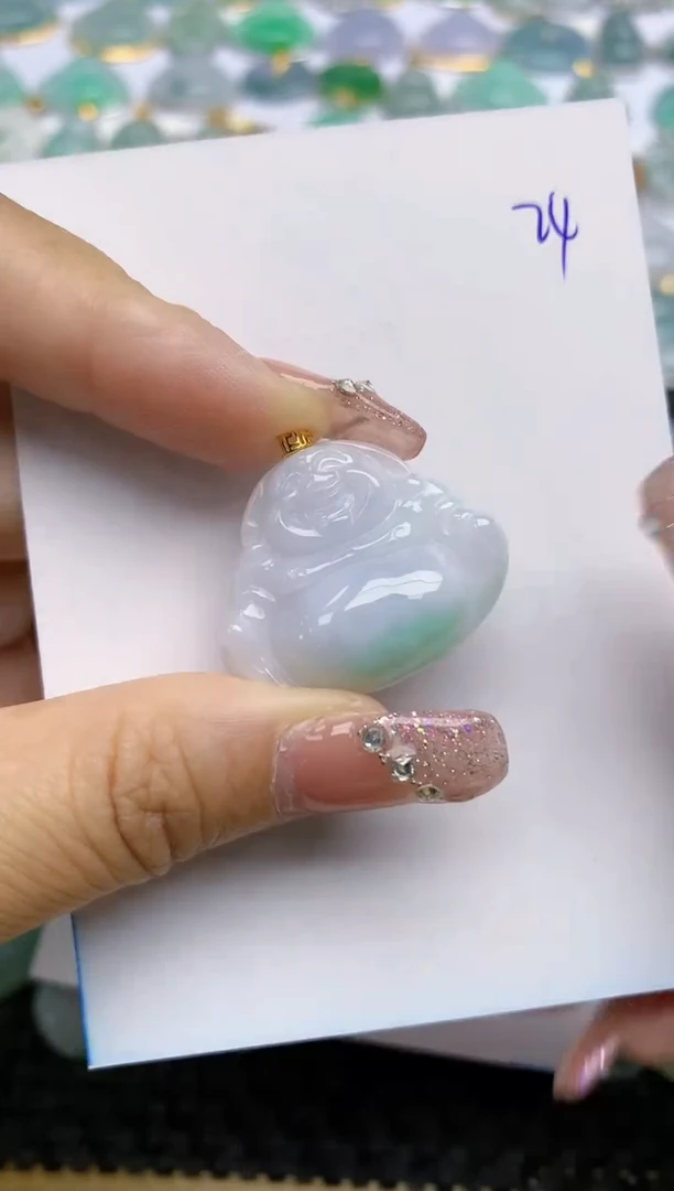 【闪购商品】翡翠颈饰18K金镶嵌天然A货翡翠 24