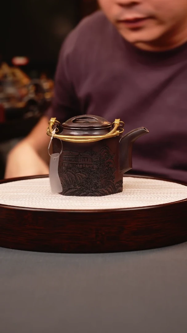 茶壶紫砂紫泥六方洋桶