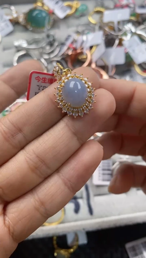 银S925镶嵌戒指翡翠666---4