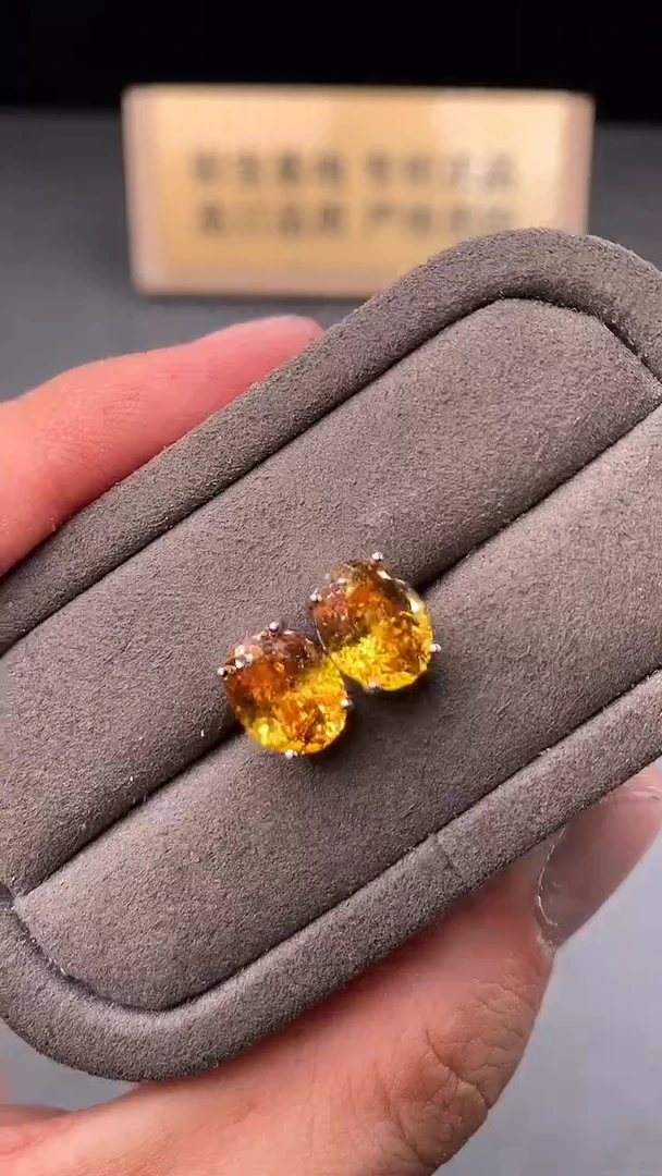 银S925镶嵌耳饰碧玺2222