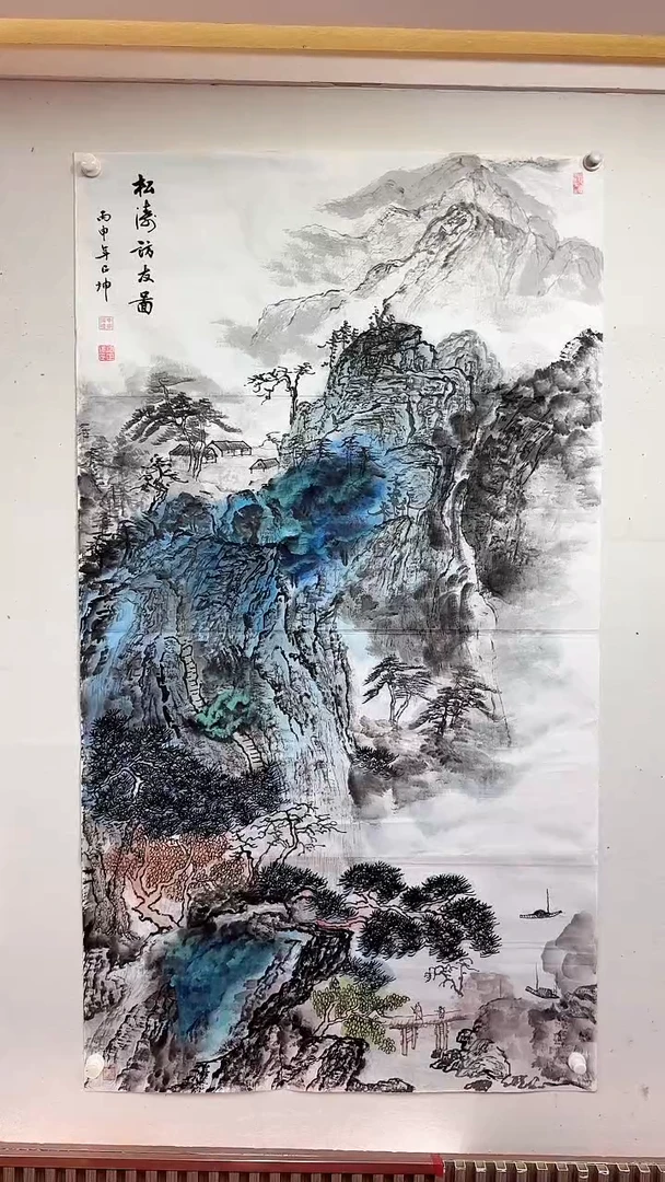 国画松涛访友图/大六尺/谭正坤