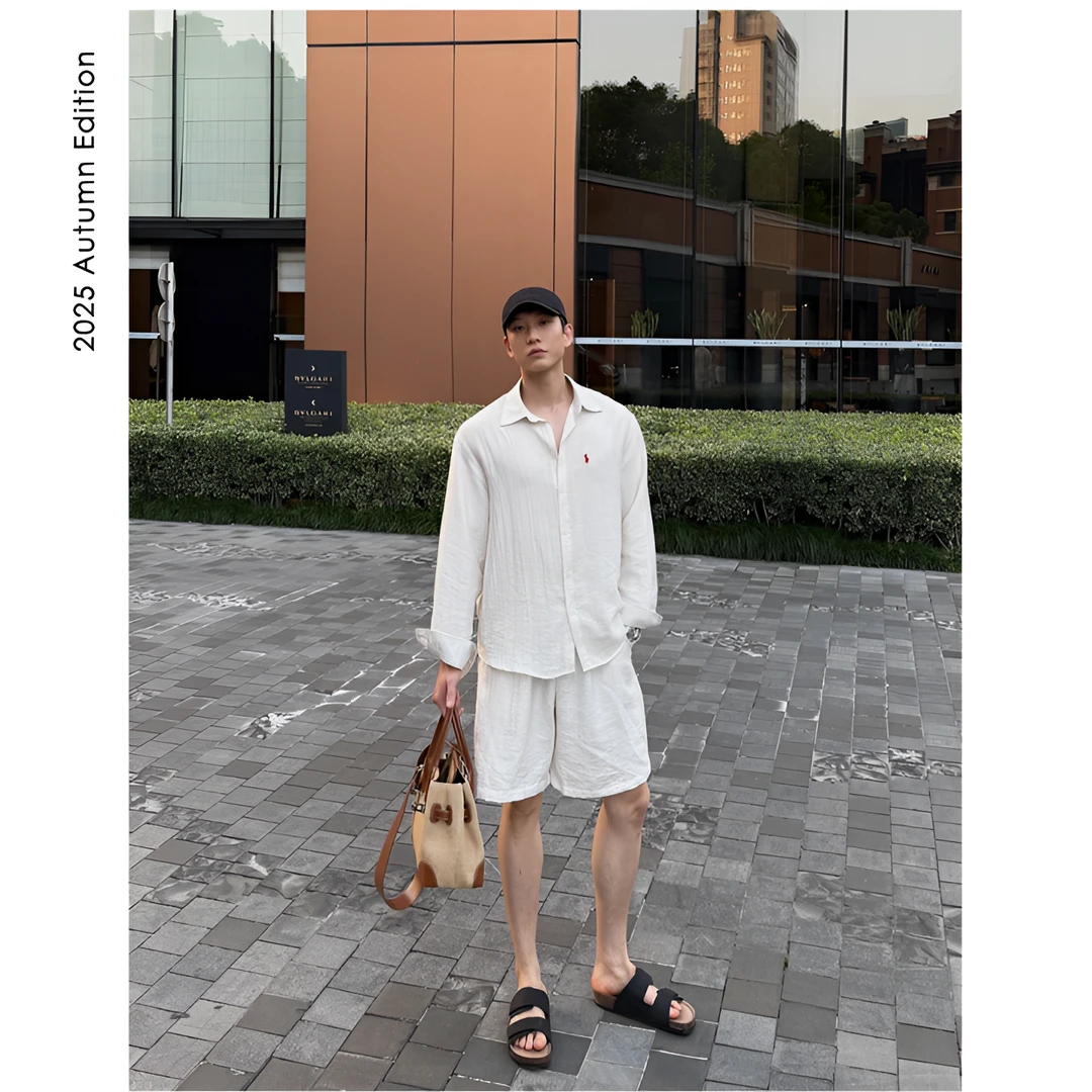 【ZICHENG】 25ss 夏季松弛感老钱风慵懒亚麻长袖衬衫套装休闲宽松