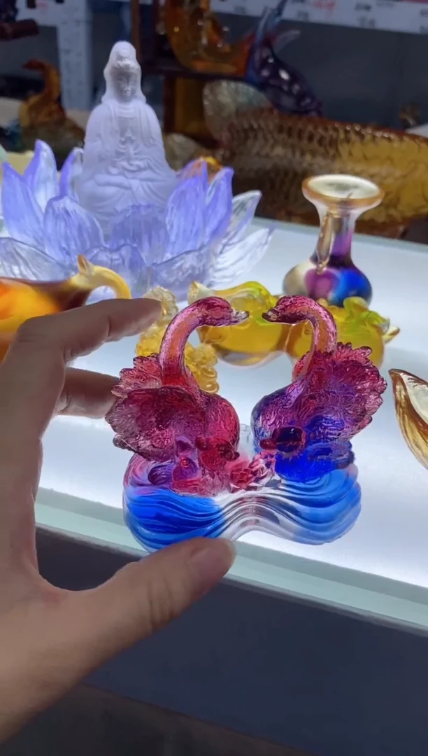 手工艺品琉璃全品天鹅 手工艺品 古法琉璃 加以罚十