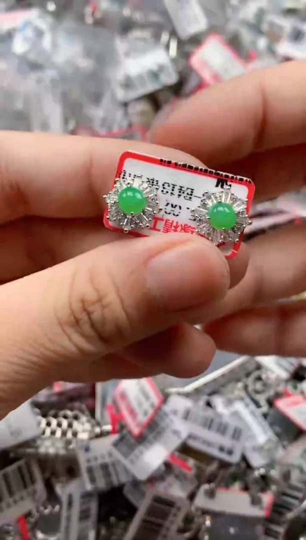 银S925镶嵌戒指翡翠天然A货缅甸翡翠