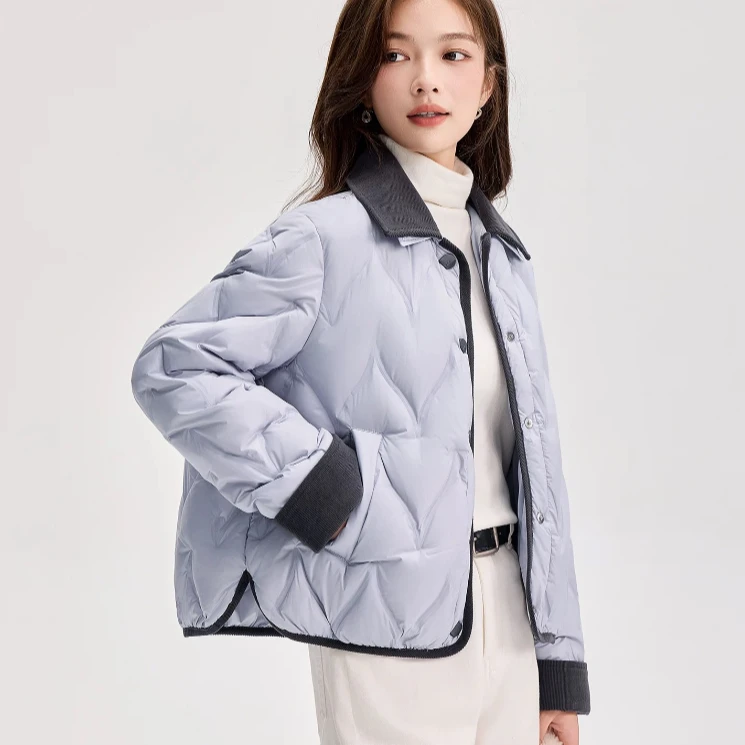 二哥二嫂【撞色翻领棉服】时尚百搭加棉翻领外套