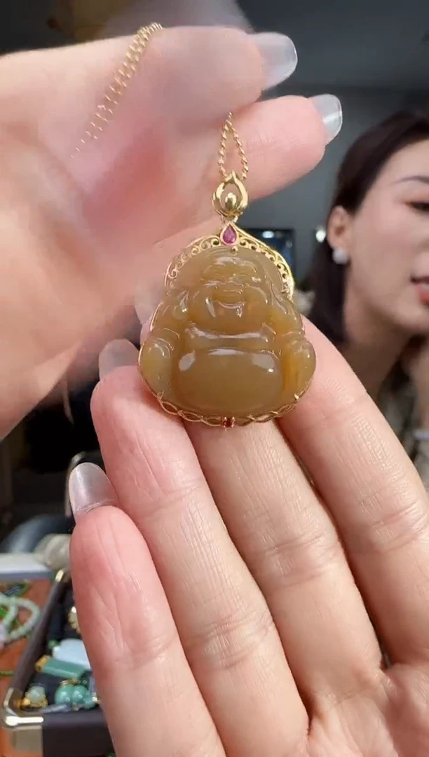 吊坠(不含链)18K金镶嵌和田玉1