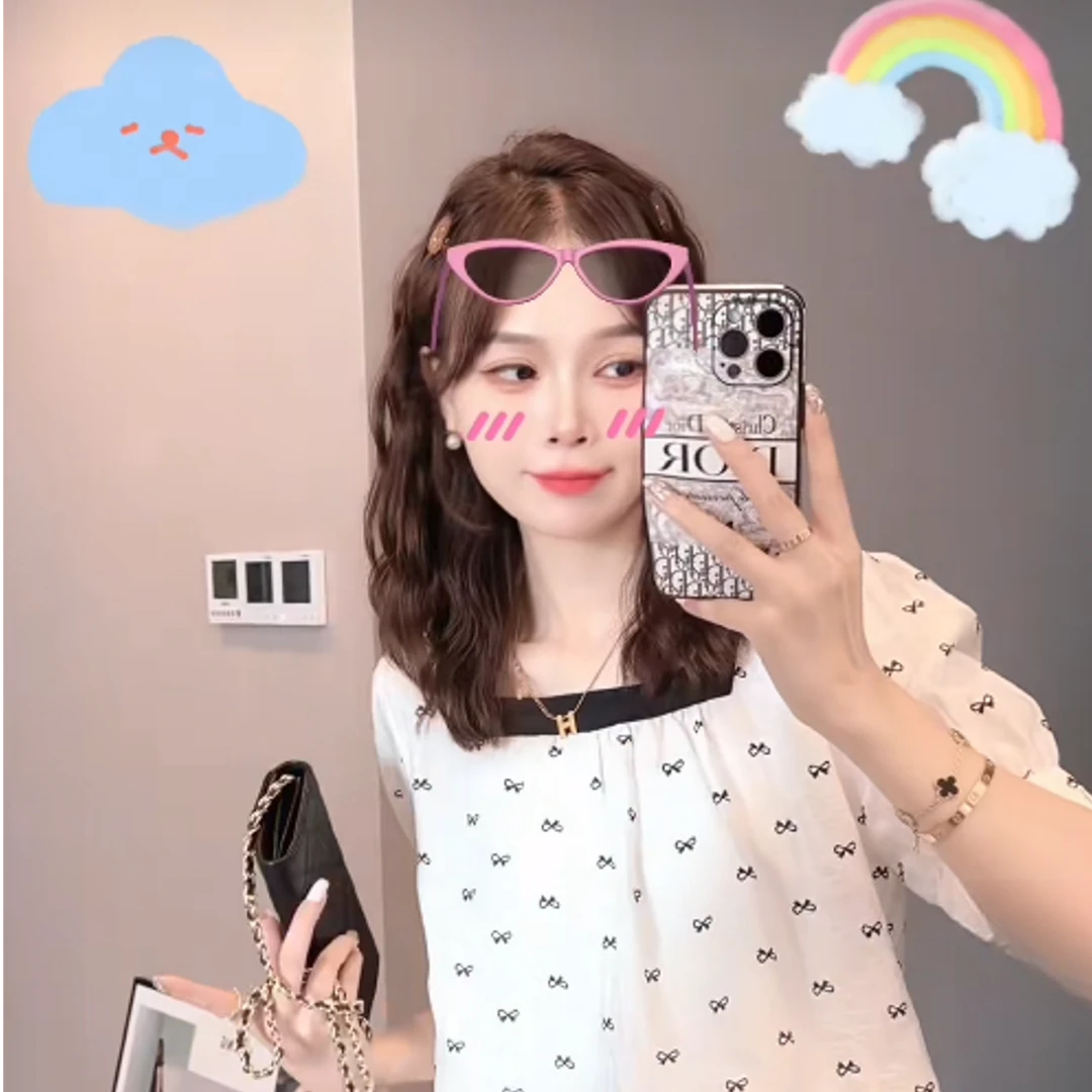 69858【衣长56】蝴蝶结短袖衬衫女士夏季爆款衬衣洋气高端别致上衣