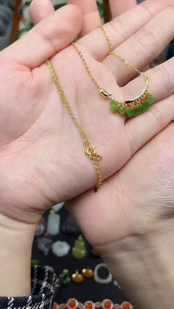 颈饰银S925镶嵌和田玉满天星06