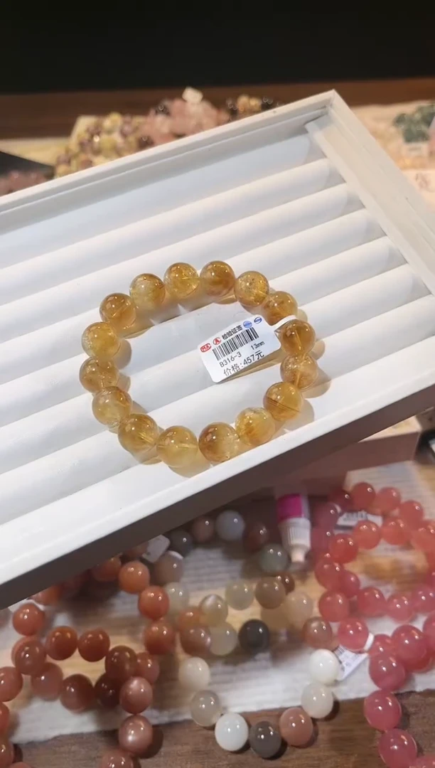 合成欧泊未镶嵌手串多样性发一Q43黄阿赛13mm