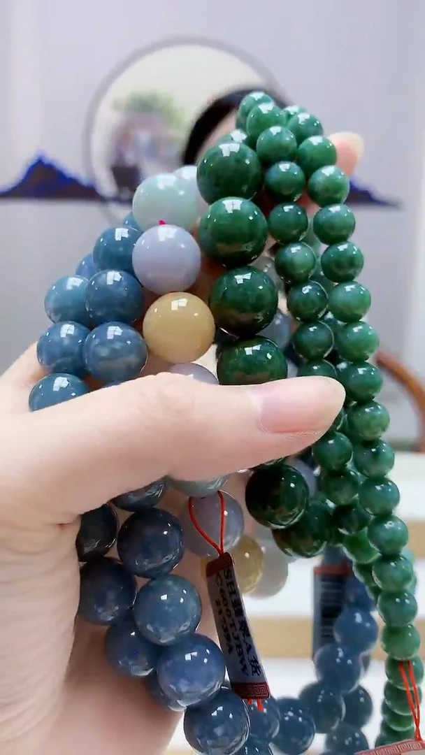 未镶嵌定制翡翠4852zm-毛货珠链手串一套157