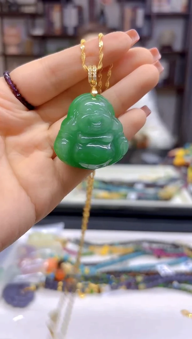 【闪购商品】翡翠吊坠(赠链)银S925镀金镶嵌D215