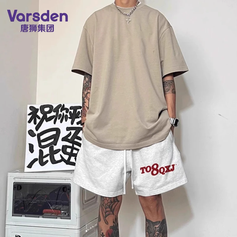唐狮集团Varsden美式街头字母印花短裤夏季男时尚街头宽松五分裤