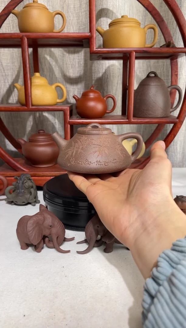 【闪购商品】紫砂茶壶大水潭青灰紫手工泥子冶石瓢
