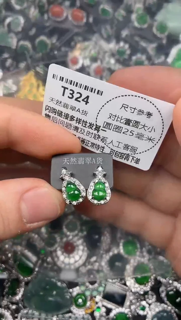 颈饰未镶嵌翡翠T324耳钉