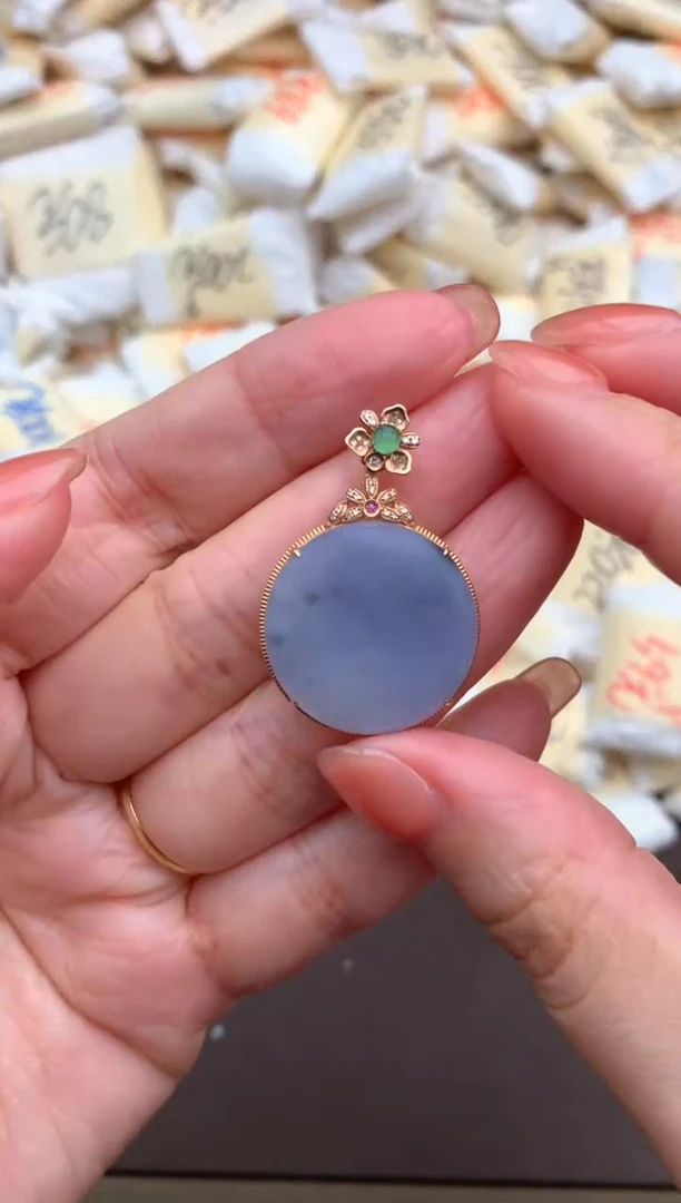 【闪购商品】翡翠挂件18K金镶嵌一