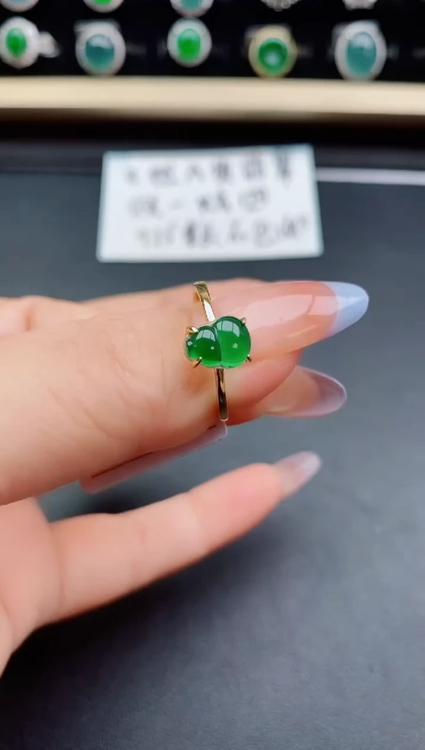 翡翠戒指银S925镶嵌50850