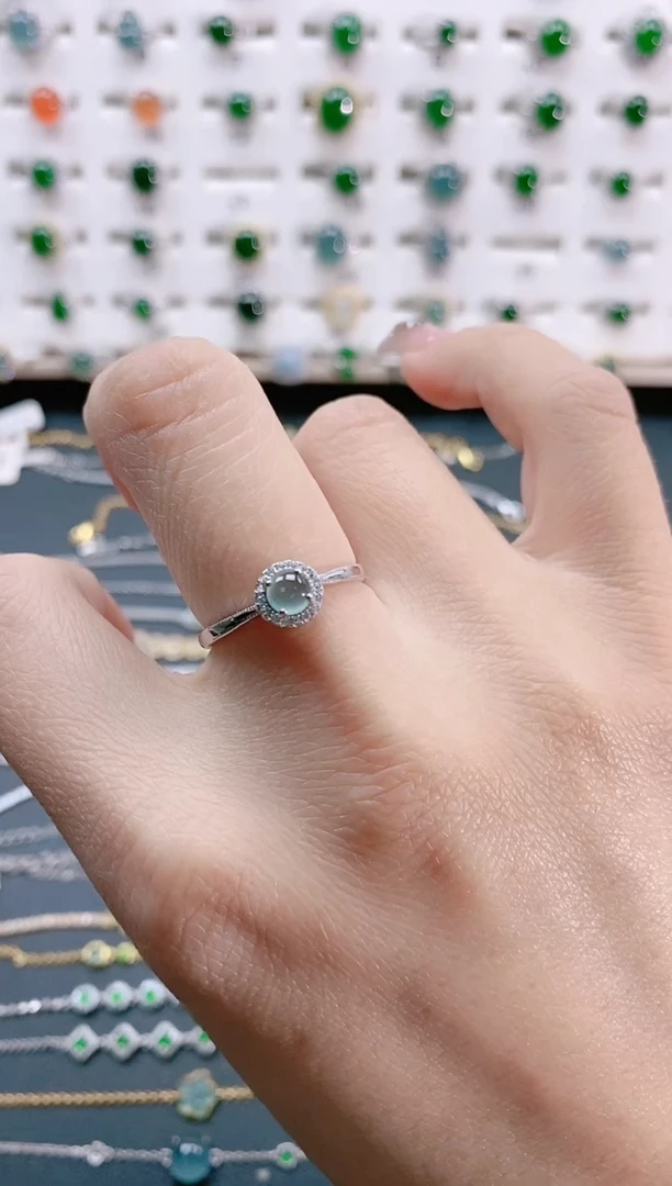 【闪购商品】翡翠戒指银S925镶嵌天然翡翠