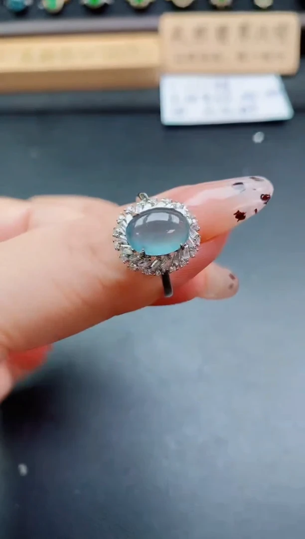 银S925镶嵌戒指翡翠1