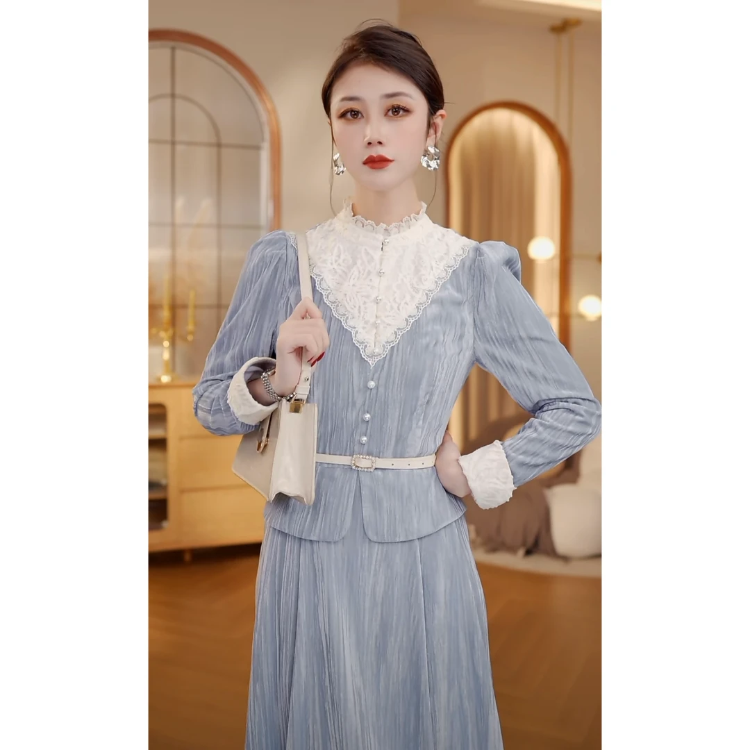 【CICI&GERTCOREL】 柔珠小姐  法式丝绒气质长袖连衣裙CC244L1064