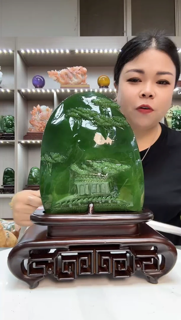 未镶嵌蛇纹石玉12岫玉山水摆件礼品