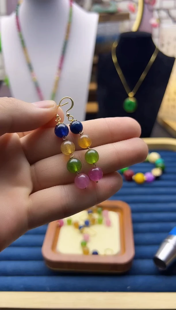 【闪购商品】碧玺耳饰14K金镶嵌E152