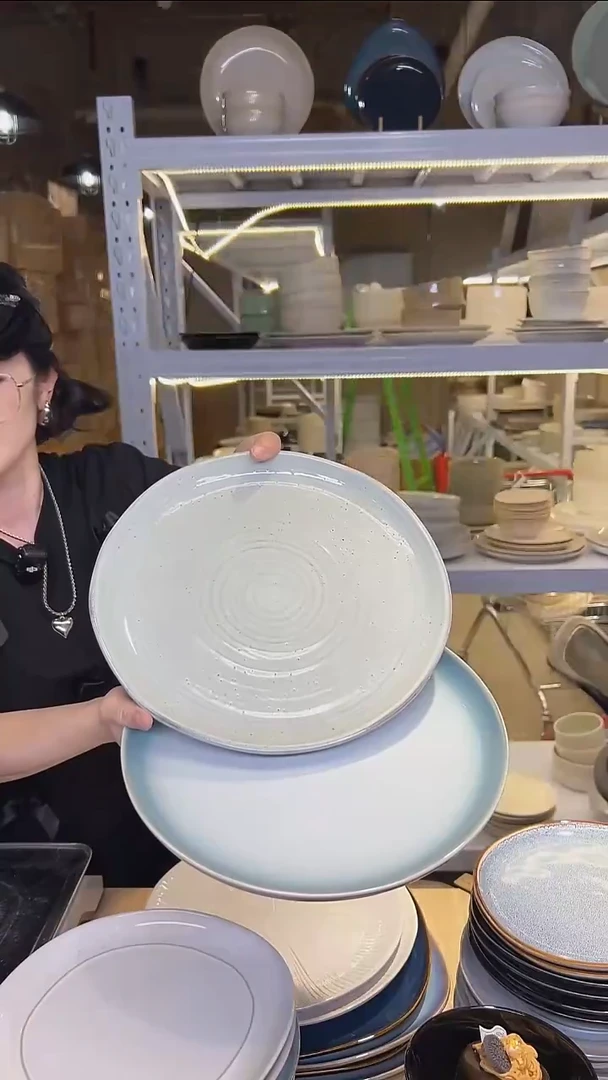 瓷102（十寸盘）外贸尾货高温釉下彩陶瓷餐具默认微瑕