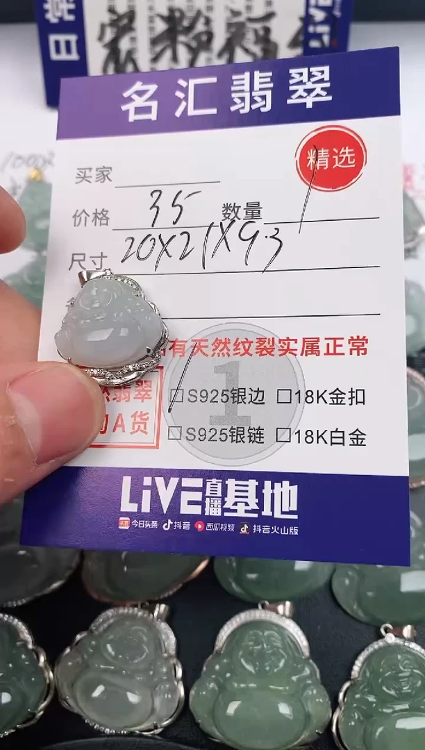 颈饰银S925镶嵌翡翠·