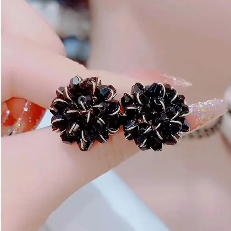 铜合金耳饰 超仙水晶花朵耳环网红气质高级感耳钉新款潮时尚耳饰